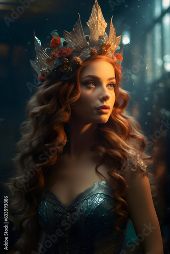 Beautiful mermaid in the fantasy world siren