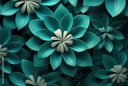 Wallpaper Mural Background flowers, abstract, fractal pattern, turquoise color. Pattern. Torontodigital.ca