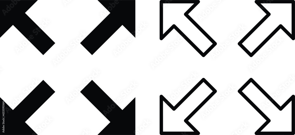 Full screen icon set vector in two styles on white background . Enlarge icon . Maximize icon Full screen icon set vector in two styles on white background . Enlarge icon . Maximize icon