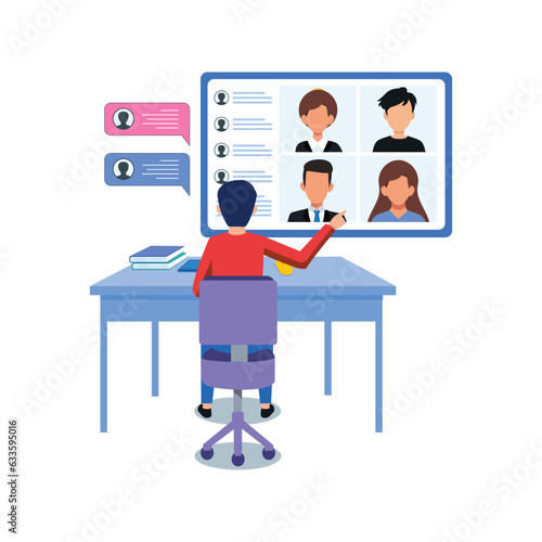 Vector colorful illustration of communication via the Internet, social networking, chat, video, news, messages, web site, search friends, mobile web graphics vector