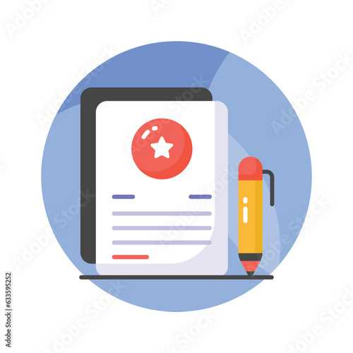 Documents with pen showing concept vector of contract, agreement or certificate icon