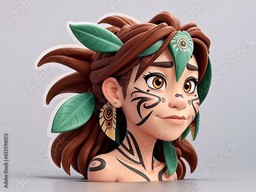 Amazonian indigenous warrior wholesome Cute woman	