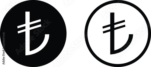 Turkish lira icon set vector in two styles isolated on white background