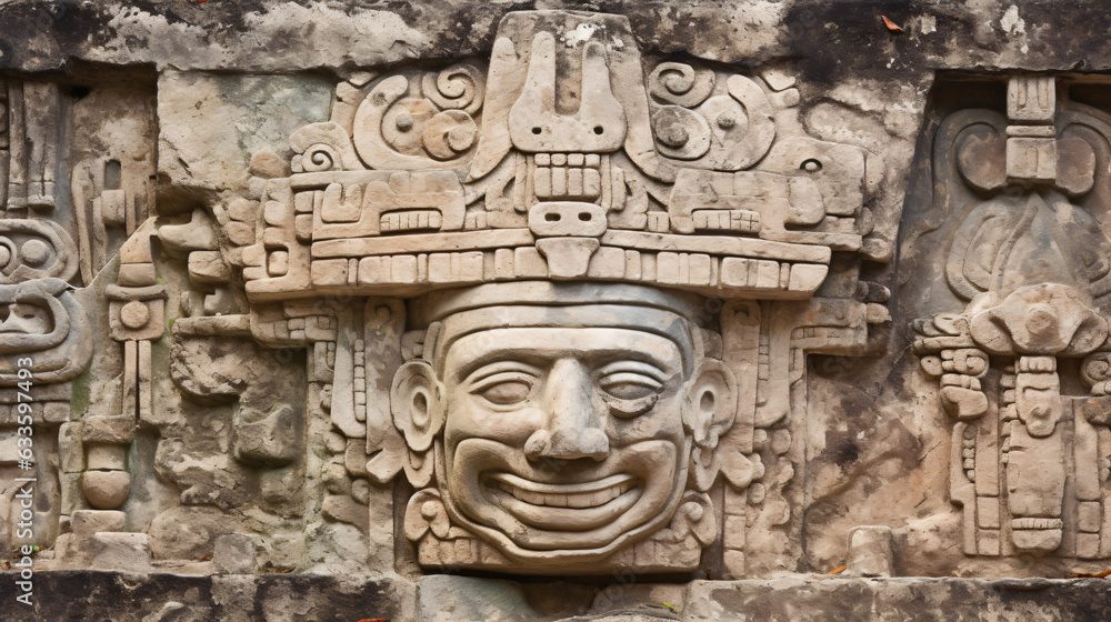 Bas-relief carving of a Mayan king