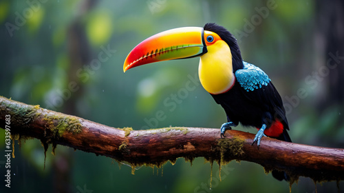 Beautiful colorful toucan bird on a branch © Fauzia