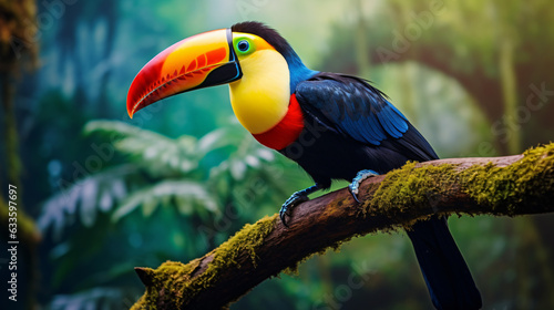 Beautiful colorful toucan bird on a branch © Fauzia