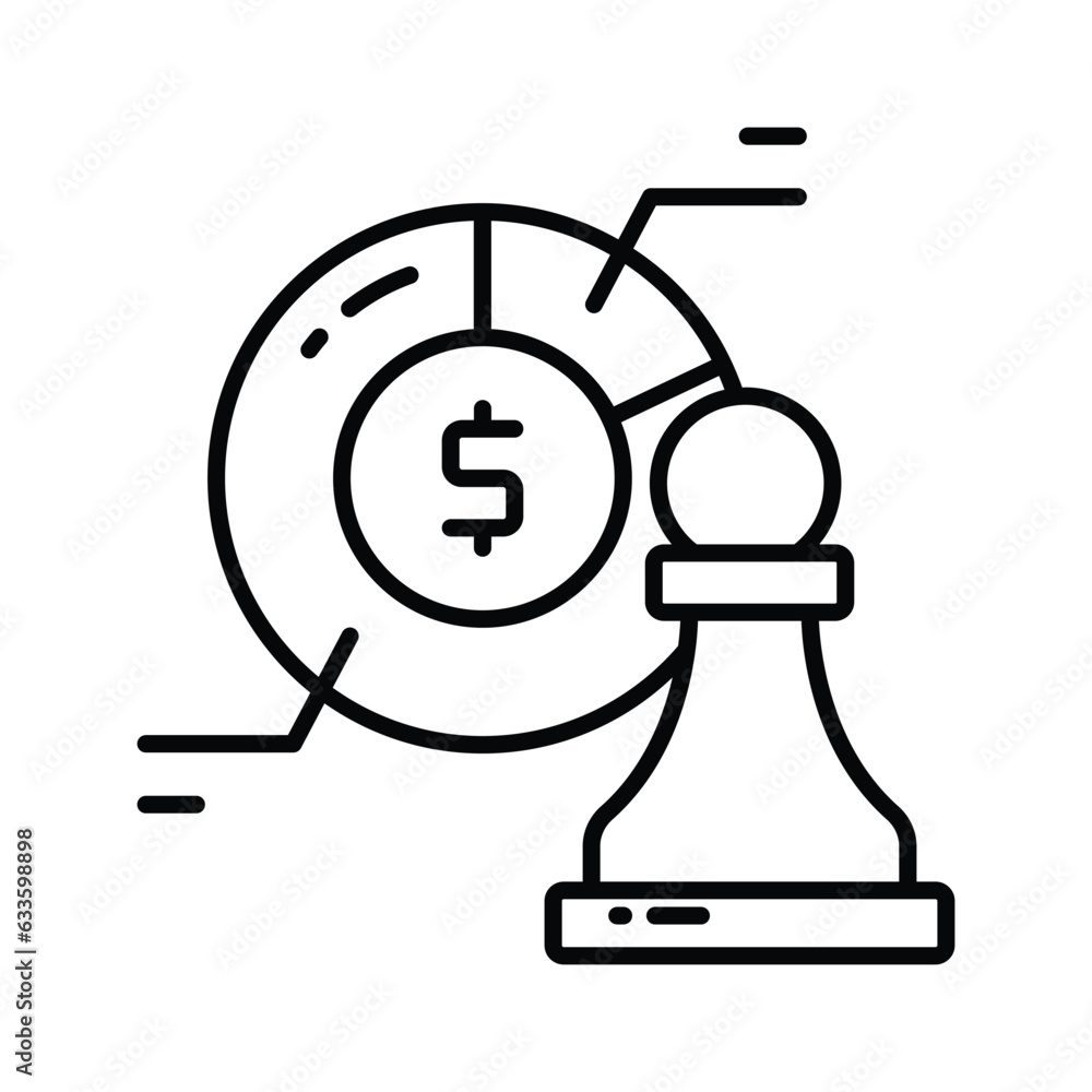Chess piece with pie diagram denoting the concept of business strategy modern icon Chess piece with pie diagram denoting the concept of business strategy modern icon