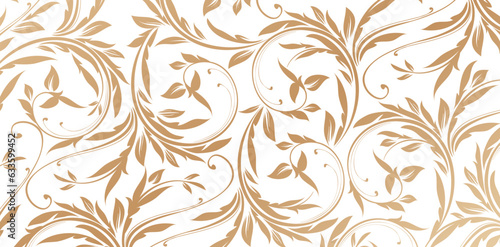Photo vector illustration ornate florals seamless patterns golden colors for Fashionab