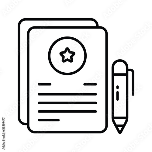 Documents with pen showing concept vector of contract, agreement or certificate icon