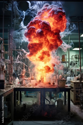 Chemical reaction creates unexpected explosion in lab.