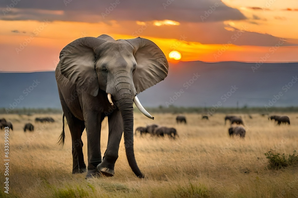 elephant in the savannah