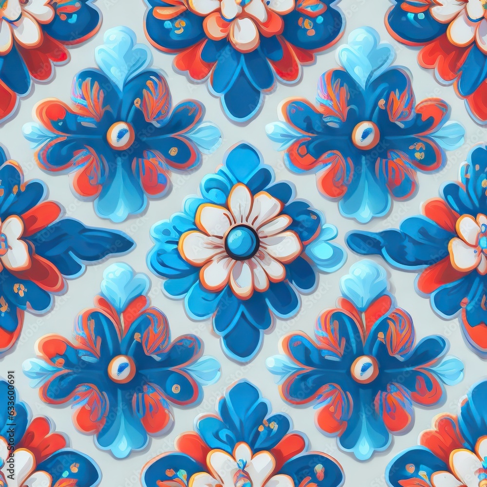 seamless colorfu lflowers pattern, repeating pattern, generative by ai