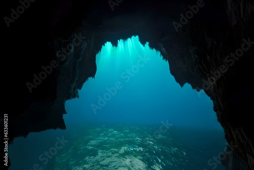 cave in the blue sea Generative AI