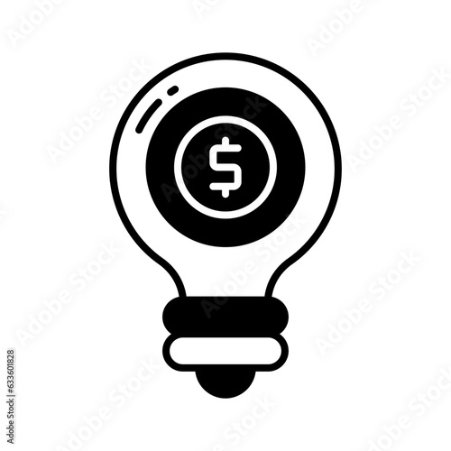 Dollar inside bulb depicting innovative idea, financial idea icon design
