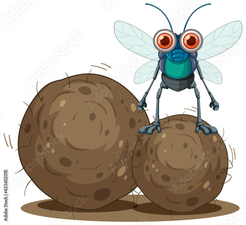 Dung beelte with round balls