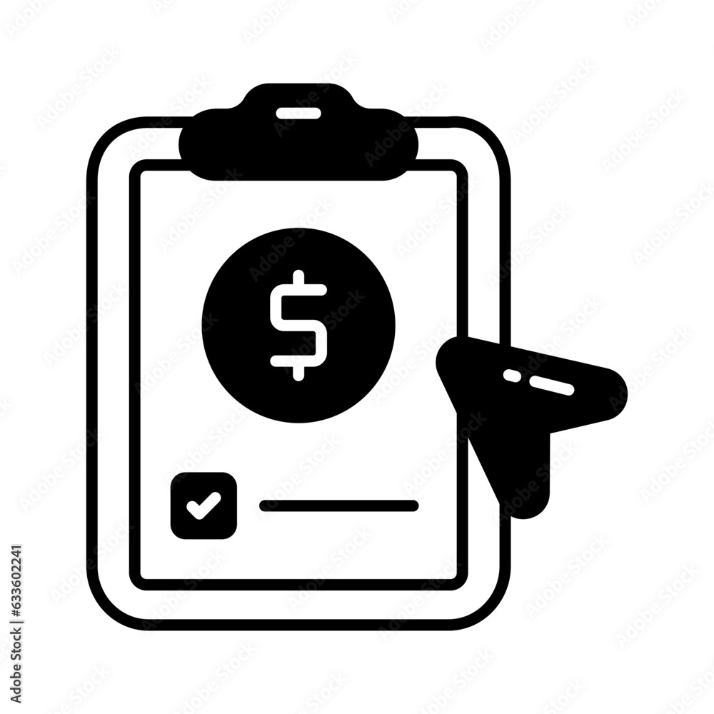 Dollar on page depicting concept vector of financial document, ready to use icon Dollar on page depicting concept vector of financial document, ready to use icon