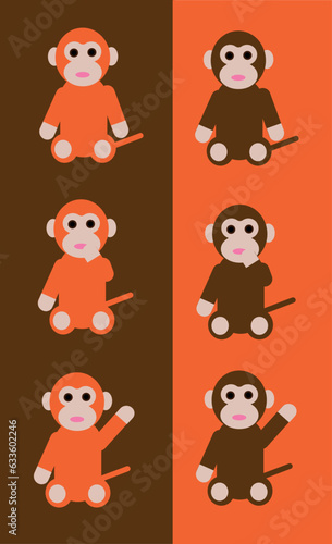 set of animals monkey 