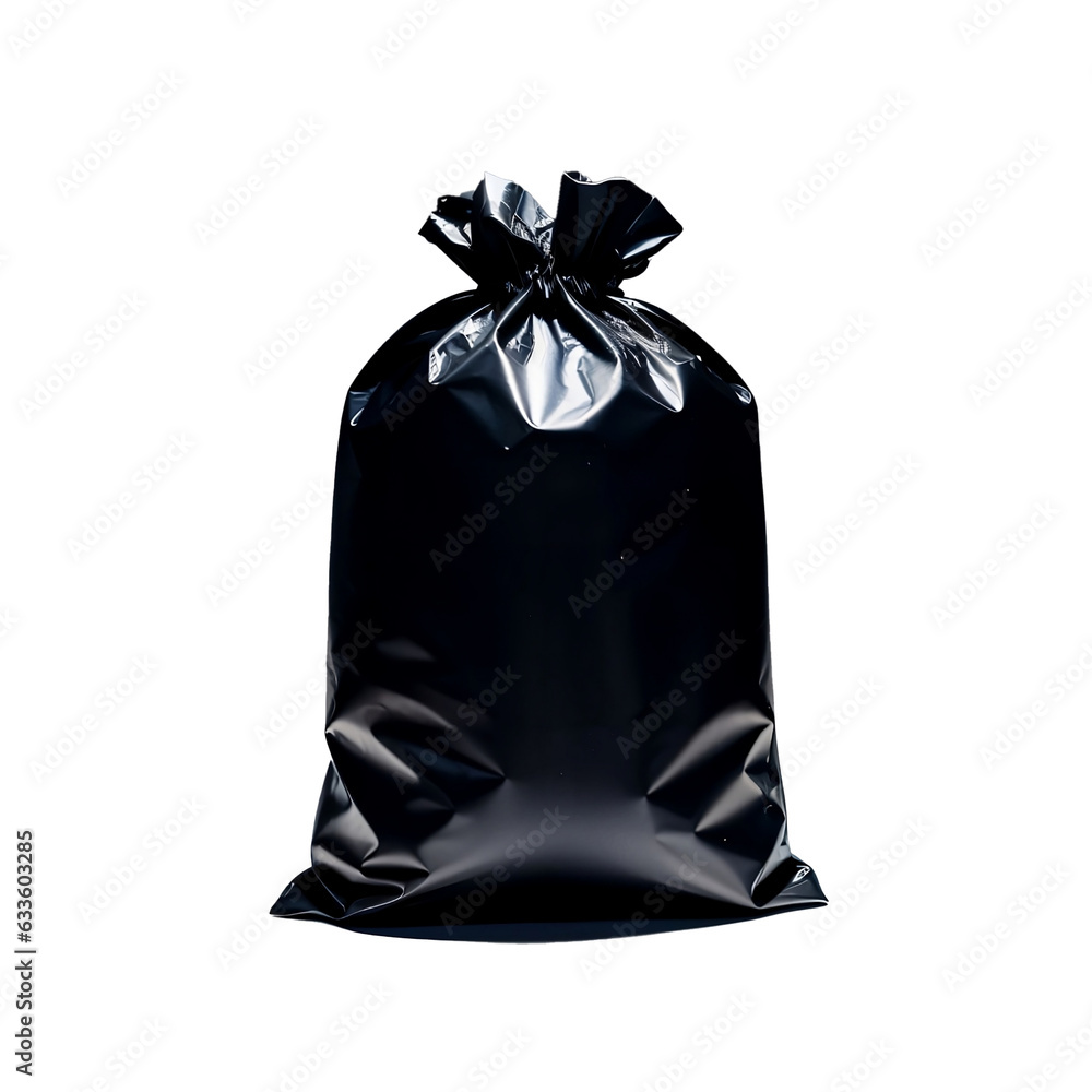 Black garbage bag isolated on transparent or white background, png Black garbage bag isolated on transparent or white background, png