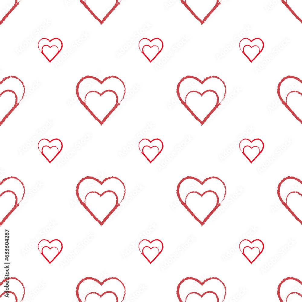Seamless pattern with exquisite hearts on a transparent background for plaid, fabric, wallpaper, textiles, clothing, tablecloths and other things