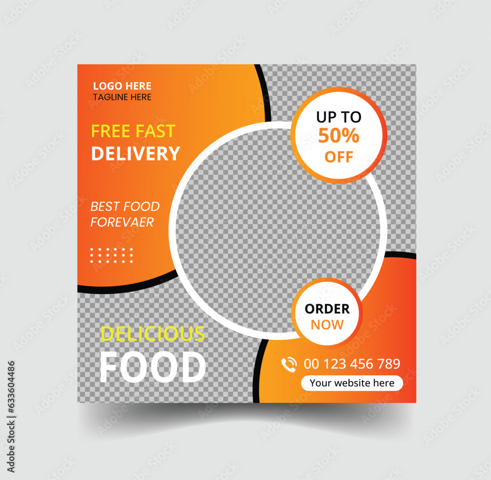 Fototapeta premium Creative Food Social Media Post Design Template.