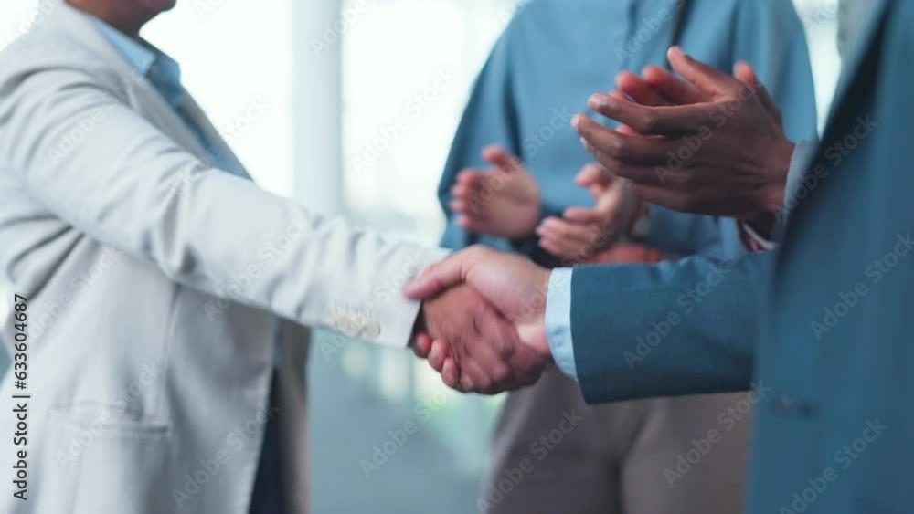 Handshake, applause and business people celebrate partnership, success or office collaboration. Teamwork, congratulations and thank you for clapping or shaking hands at corporate meeting or agreement Handshake, applause and business people celebrate partnership, success or office collaboration. Teamwork, congratulations and thank you for clapping or shaking hands at corporate meeting or agreement