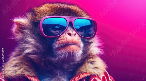 A capuchin monkey wearing sunglasses, Background, Illustrations, HD