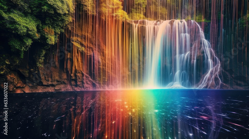 A Waterfall covered with rainbows  Background  Illustrations  HD