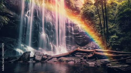 A Waterfall covered with rainbows, Background, Illustrations, HD © ACE STEEL D