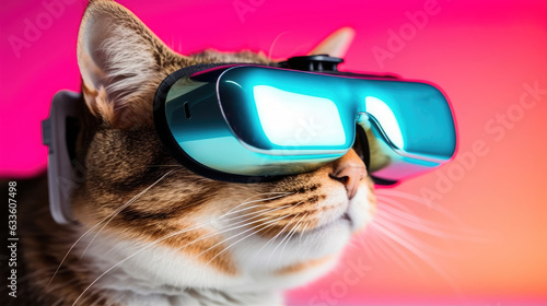 Cat Using vr glasses, Background, Illustrations, HD