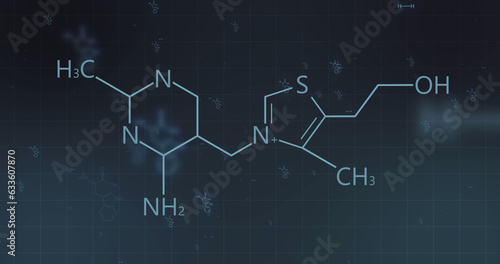 Image of structures of chemical formula on dark background