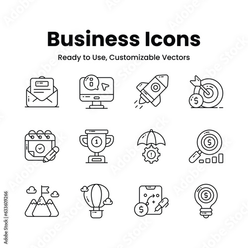 Grab this carefully crafted business icons set, read to use for web/mobile apps and all presentation projects