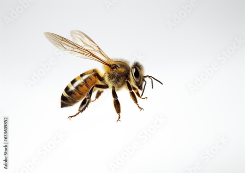 "Elegant bee poised on white. Generative Ai © DigitalGenetics