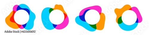 Colorful blob irregular shapes composition set. Organic form border frames collection