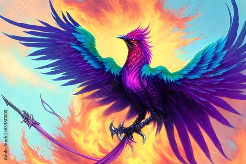 Phoenix Fire Bird, Generative AI Illustration © pandawild