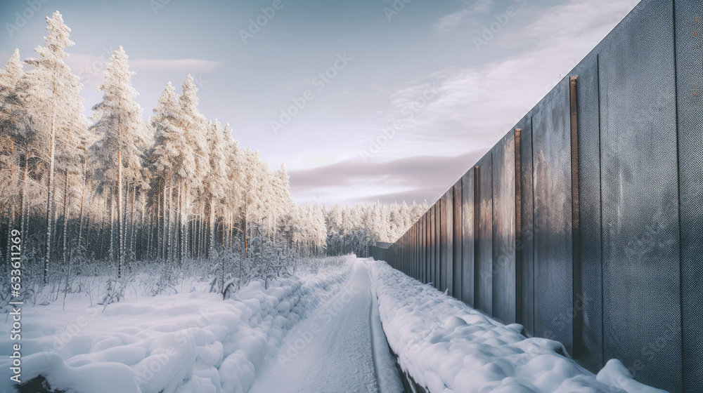 Gesicherte Grenzanlage zwischen zwei Staaten in Europa in einer