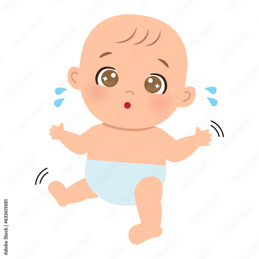 Cute baby learning to walk milestone. Flat vector cartoon design Cute baby learning to walk milestone. Flat vector cartoon design