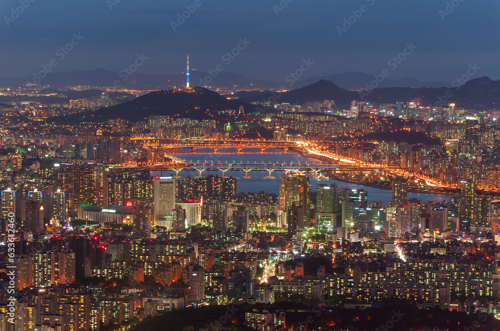 서울 남산타워 한강 야경