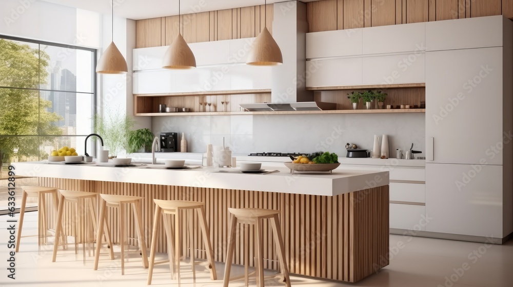 Modern and wooden kitchen interior design. architecture idea. Modern and wooden kitchen interior design. architecture idea.