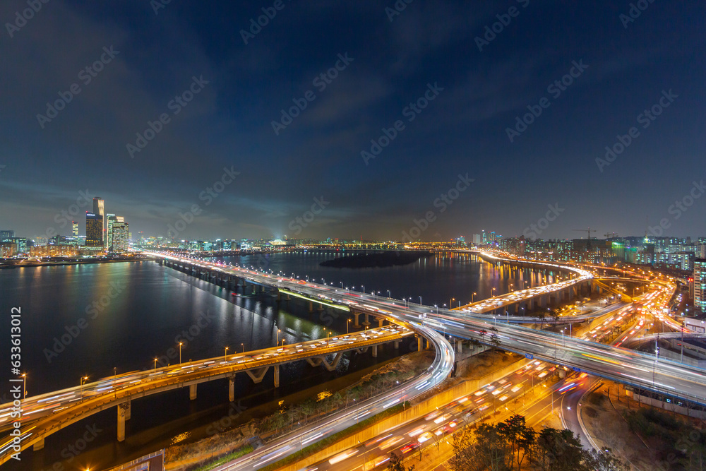 서울 한강 마포대교 야경