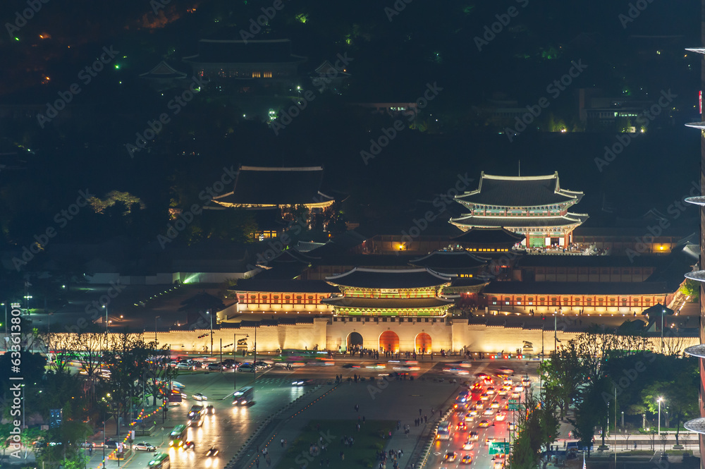 Fototapeta premium 서울 광화문 경복궁 야경