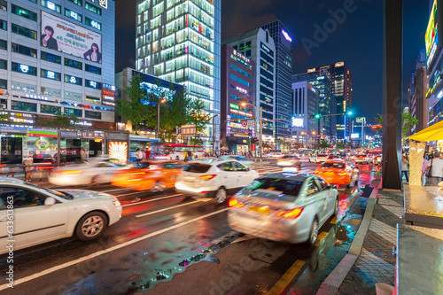 Bild auf Leinwand 서울 강남역 도로 야경