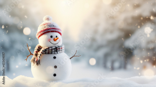 Merry christmas and happy new year greeting card with snowman © Fauzia