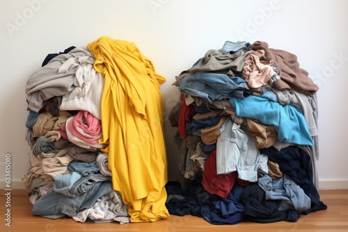 a before-and-after comparison of messy and folded clothes