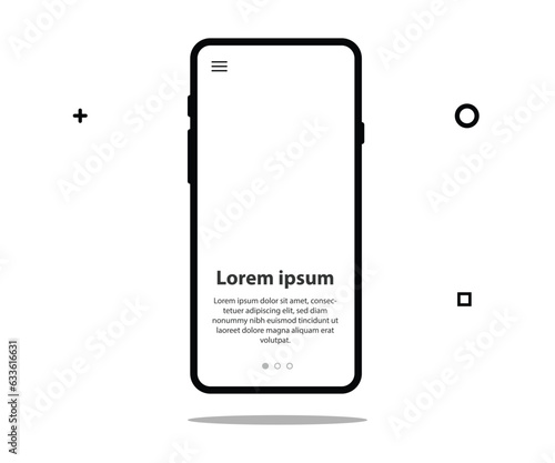 Smartphone frameless mobile blank screen isolated on white background vector