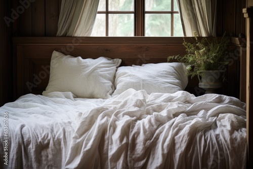 freshly washed white linens on a neatly made bed