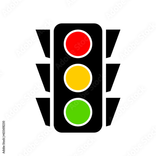 Black traffic light signal pole rules street with red yellow and green light street road flat icon vector design