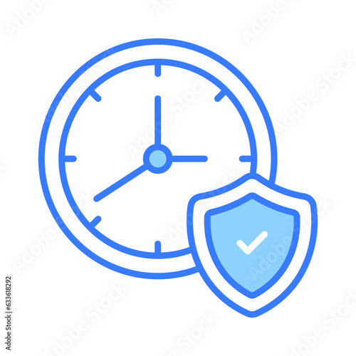 Shield with clock, protection time, warranty period icon design, premium vector