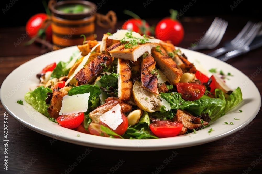 salad with grilled chicken and croutons salad with grilled chicken and croutons
