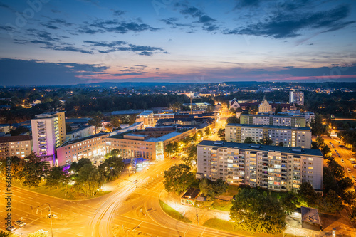 Obraz na płótnie Aerial View of Chemnitz at Night, Germany w salonie
