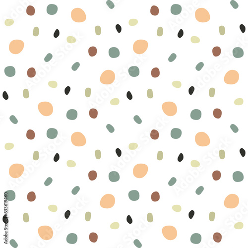 Ditsy seamless pattern with pastel dots on white background